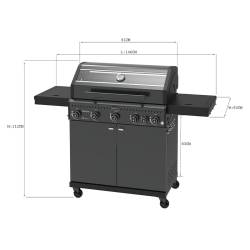 GRILL OGRODOWY GAZOWY Z POKRYWĄ I PÓŁKAMI ZEUS-D CZARNY RUSZT ŻELIWNY ZEUS-D