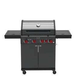 GRILL OGRODOWY GAZOWY Z POKRYWĄ I PÓŁKAMI ZEUS-C CZARNY RUSZT ŻELIWNY ZEUS-C