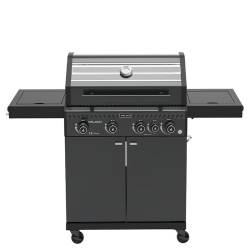 GRILL OGRODOWY GAZOWY Z POKRYWĄ I PÓŁKAMI ZEUS-C CZARNY RUSZT ŻELIWNY ZEUS-C