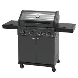 GRILL OGRODOWY GAZOWY Z POKRYWĄ I PÓŁKAMI ZEUS-C CZARNY RUSZT ŻELIWNY ZEUS-C