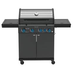 GRILL OGRODOWY GAZOWY Z POKRYWĄ I PÓŁKAMI ZEUS-C CZARNY RUSZT ŻELIWNY ZEUS-C