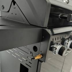 GRILL OGRODOWY GAZOWY Z POKRYWĄ I PÓŁKAMI ZEUS-C CZARNY RUSZT ŻELIWNY ZEUS-C