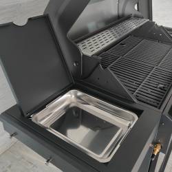 GRILL OGRODOWY GAZOWY Z POKRYWĄ I PÓŁKAMI ZEUS-C CZARNY RUSZT ŻELIWNY ZEUS-C