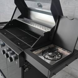 GRILL OGRODOWY GAZOWY Z POKRYWĄ I PÓŁKAMI ZEUS-C CZARNY RUSZT ŻELIWNY ZEUS-C