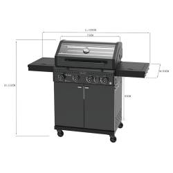 GRILL OGRODOWY GAZOWY Z POKRYWĄ I PÓŁKAMI ZEUS-C CZARNY RUSZT ŻELIWNY ZEUS-C