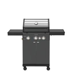 GRILL OGRODOWY GAZOWY Z POKRYWĄ I PÓŁKAMI ZEUS-B CZARNY RUSZT ŻELIWNY ZEUS-B