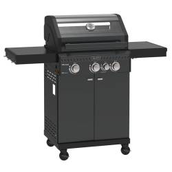 GRILL OGRODOWY GAZOWY Z POKRYWĄ I PÓŁKAMI ZEUS-B CZARNY RUSZT ŻELIWNY ZEUS-B