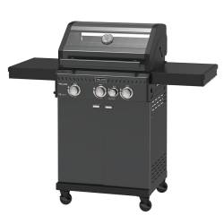 GRILL OGRODOWY GAZOWY Z POKRYWĄ I PÓŁKAMI ZEUS-B CZARNY RUSZT ŻELIWNY ZEUS-B