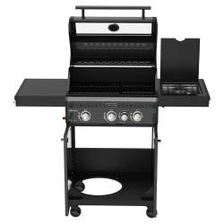 GRILL OGRODOWY GAZOWY Z POKRYWĄ I PÓŁKAMI ZEUS-B CZARNY RUSZT ŻELIWNY ZEUS-B