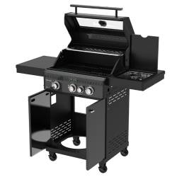 GRILL OGRODOWY GAZOWY Z POKRYWĄ I PÓŁKAMI ZEUS-B CZARNY RUSZT ŻELIWNY ZEUS-B
