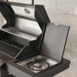 GRILL OGRODOWY GAZOWY Z POKRYWĄ I PÓŁKAMI ZEUS-B CZARNY RUSZT ŻELIWNY ZEUS-B
