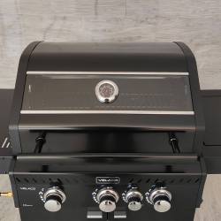 GRILL OGRODOWY GAZOWY Z POKRYWĄ I PÓŁKAMI ZEUS-B CZARNY RUSZT ŻELIWNY ZEUS-B