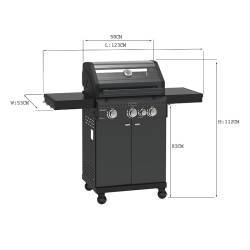 GRILL OGRODOWY GAZOWY Z POKRYWĄ I PÓŁKAMI ZEUS-B CZARNY RUSZT ŻELIWNY ZEUS-B