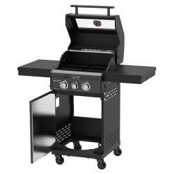 GRILL OGRODOWY GAZOWY Z POKRYWĄ I PÓŁKAMI ZEUS-A CZARNY RUSZT ŻELIWNY ZEUS-A