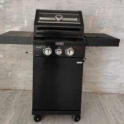 GRILL OGRODOWY GAZOWY Z POKRYWĄ I PÓŁKAMI ZEUS-A CZARNY RUSZT ŻELIWNY ZEUS-A