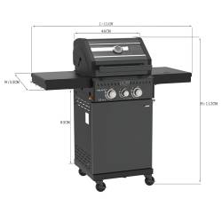 GRILL OGRODOWY GAZOWY Z POKRYWĄ I PÓŁKAMI ZEUS-A CZARNY RUSZT ŻELIWNY ZEUS-A