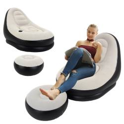 FOTEL DMUCHANY POMPOWANY Z PODNOŻKIEM PUFĄ NA PLAŻĘ OGRÓD COMFY COMFY