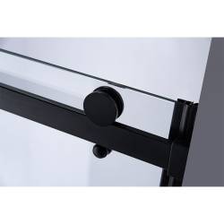 DRZWI PRYSZNICOWE Z BRODZIKIEM SH03D/ST06C CZARNE/BIAŁY 115-120/120x100 CM SH03D-BL+ST06C-WH