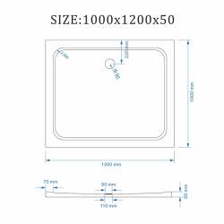 DRZWI PRYSZNICOWE Z BRODZIKIEM SH03D/ST06C CZARNE/BIAŁY 115-120/120x100 CM SH03D-BL+ST06C-WH