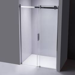 DRZWI PRYSZNICOWE Z BRODZIKIEM SH03D/ST03C CHROM/BIAŁY 115-120/120x80 CM 8 MM