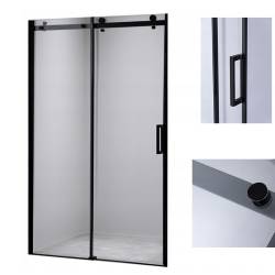 DRZWI PRYSZNICOWE Z BRODZIKIEM SH03C/ST04B CZARNE/BIAŁY 105-110/110x90 CM 8 MM