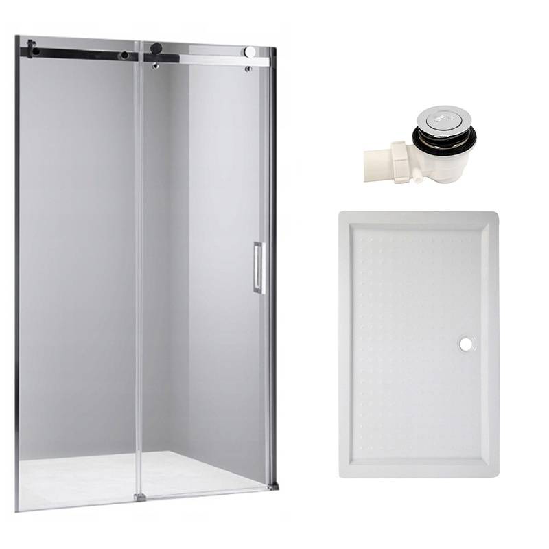 DRZWI PRYSZNICOWE Z BRODZIKIEM SH03B/SXL03C CHROM/BIAŁY 95-100/100x80 CM SH03B+SXL03C-WH