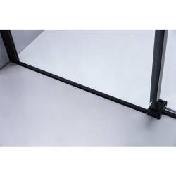 DRZWI PRYSZNICOWE Z BRODZIKIEM SH03B/SXL02C CZARNE/BIAŁY 95-100/100x100 CM 8 MM SH03B-BL+SXL02C-WH