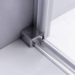 DRZWI PRYSZNICOWE Z BRODZIKIEM SH03B/SXL02C CHROM/BIAŁY 95-100/100x100 CM 8 MM SH03B+SXL02C-WH