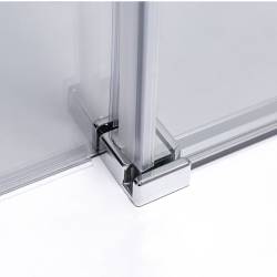DRZWI PRYSZNICOWE Z BRODZIKIEM SH03B/SXL02C CHROM/BIAŁY 95-100/100x100 CM 8 MM SH03B+SXL02C-WH