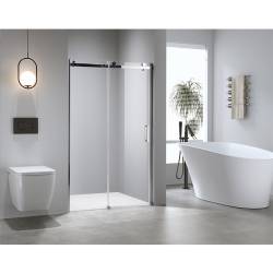 DRZWI PRYSZNICOWE Z BRODZIKIEM SH03B/ST06A CHROM/CZARNY 95-100/100x100 CM 8 MM