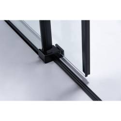 DRZWI PRYSZNICOWE Z BRODZIKIEM SH03B/ST04A CZARNE/BIAŁY 95-100/100x90 CM SH03B-BL+ST04A-WH