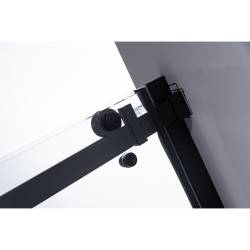 DRZWI PRYSZNICOWE Z BRODZIKIEM SH03B/ST04A CZARNE/BIAŁY 95-100/100x90 CM SH03B-BL+ST04A-WH