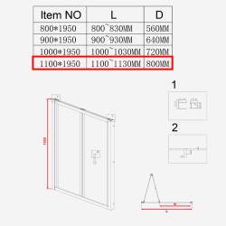 DRZWI PRYSZNICOWE SH09D CHROM 110 CM 6 MM SH09D-110
