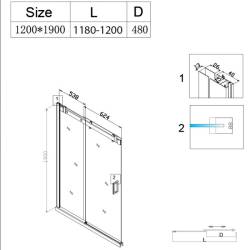 DRZWI PRYSZNICOWE SH03D ZŁOTE 115-120 CM 8 MM SH03D-GL-120