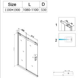 DRZWI PRYSZNICOWE SH03C CZARNE 105-110 CM 8 MM SH03C-BL-110