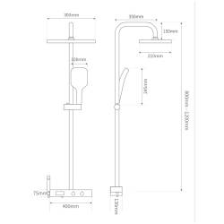 Bateria prysznicowa natynkowa F10BL LCD czarna F10-BL