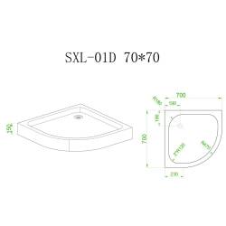 BRODZIK PRYSZNICOWY PÓŁOKRĄGŁY WYSOKI SXL01D BIAŁY 70x70 CM SXL01D-WH-70