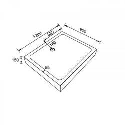 BRODZIK PRYSZNICOWY PROSTOKĄTNY WYSOKI SXL04C BIAŁY 120x90 CM SXL04C-WH-120X90