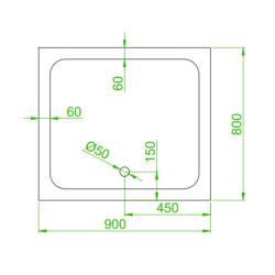 BRODZIK PRYSZNICOWY PROSTOKĄTNY WYSOKI SXL03B CZARNY 90x80 CM SXL03B-BL-90X80