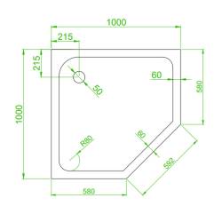 BRODZIK PRYSZNICOWY PIĘCIOKĄTNY WYSOKI SXL07C CZARNY 100x100 CM SXL07C-BL-100