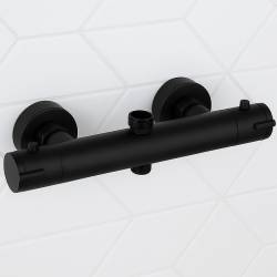 BATERIA PRYSZNICOWA Z TERMOSTATEM ŁAZIENKOWA ŚCIENNA T204B CZARNA T204B-BL