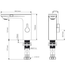 BATERIA ŁAZIENKOWA BEZDOTYKOWA F14-WH BIAŁA LCD F14-WH