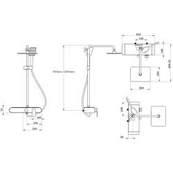 BATERIA PRYSZNICOWA ŁAZIENKOWA T700W BIAŁA LCD T700-WH