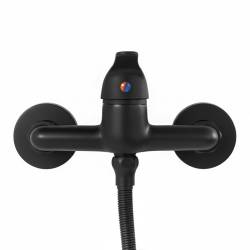 BATERIA WANNOWA ŚCIENNA PRYSZNICOWA NATRYSKOWA ZESTAW F307B-BL CZARNA F307B-BL