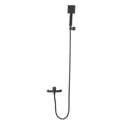 BATERIA WANNOWA ŚCIENNA PRYSZNICOWA NATRYSKOWA ZESTAW F307B-BL CZARNA F307B-BL