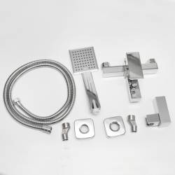 BATERIA WANNOWA ŚCIENNA PRYSZNICOWA NATRYSKOWA ZESTAW F302A CHROM F302A