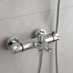 BATERIA PRYSZNICOWA Z TERMOSTATEM ŚCIENNA ŁAZIENKOWA NATRYSKOWA T205 CHROM T205