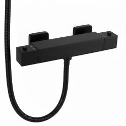 BATERIA WANNOWA ŚCIENNA PRYSZNICOWA ZESTAW Z TERMOSTATEM T202B-BL CZARNA T202B-BL