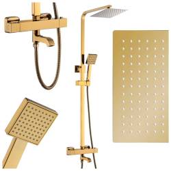 BATERIA PRYSZNICOWA Z TERMOSTATEM I DESZCZOWNICĄ T154C ZŁOTA T154C-GL