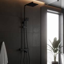 BATERIA PRYSZNICOWA Z TERMOSTATEM I DESZCZOWNICĄ T154B CZARNA T154B-BL